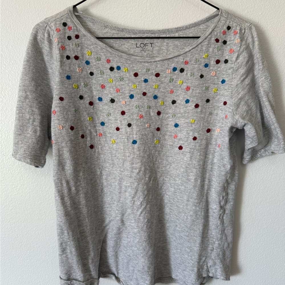 LOFT Gray Blouse with Elegant Design